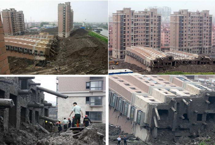 В Шанхае рухнул 13-этажный дом фото